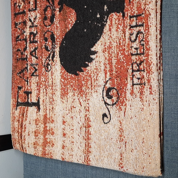 Set 4 Placemats Tablemat Cream Rust Rooster 13" x 19" Washable Farm Fresh Eggs - Picture 3 of 8